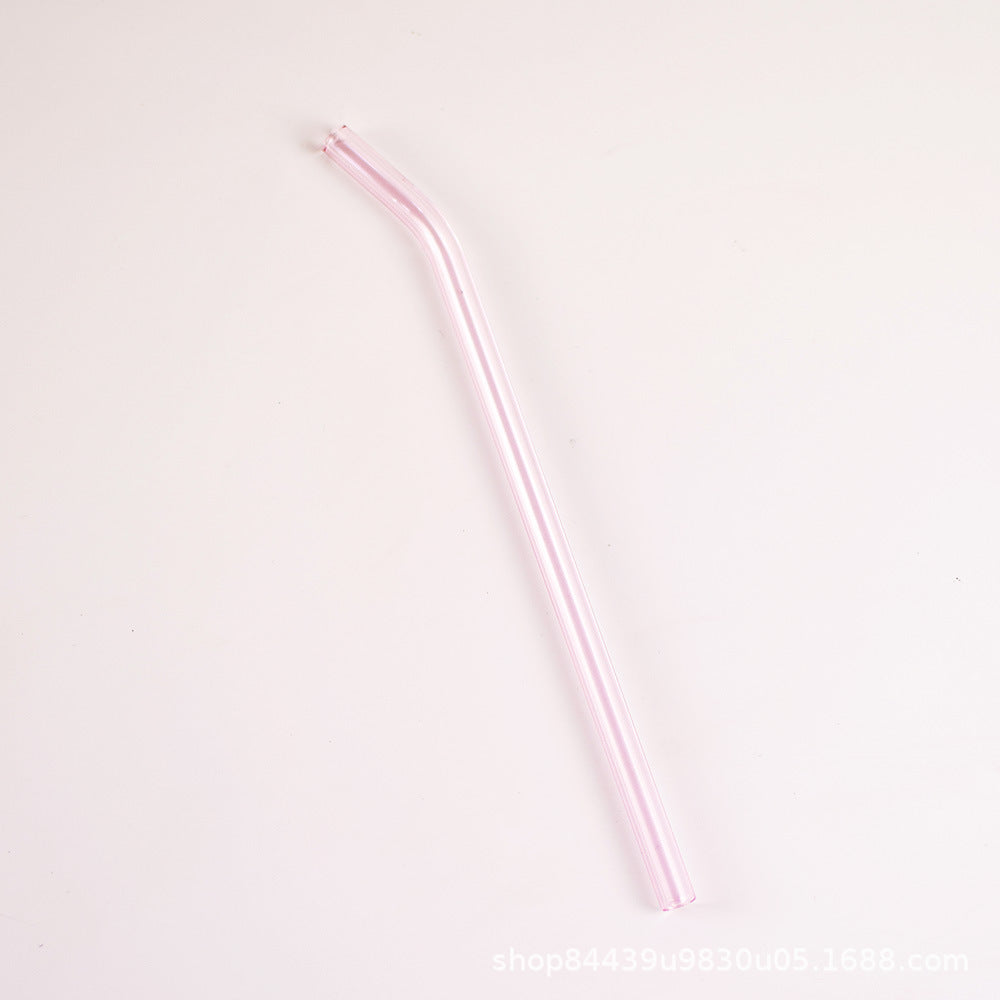 Colored High Borosilicate Environmentally Friendly Heat-resistant Curved Glass Straws - Mubimart -  