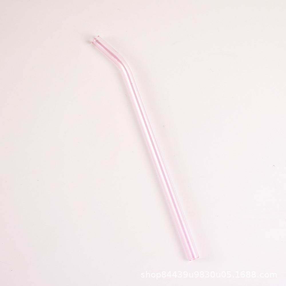Colored High Borosilicate Environmentally Friendly Heat-resistant Curved Glass Straws - Mubimart