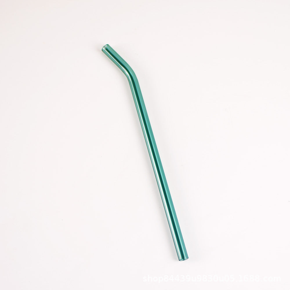 Colored High Borosilicate Environmentally Friendly Heat-resistant Curved Glass Straws - Mubimart -  