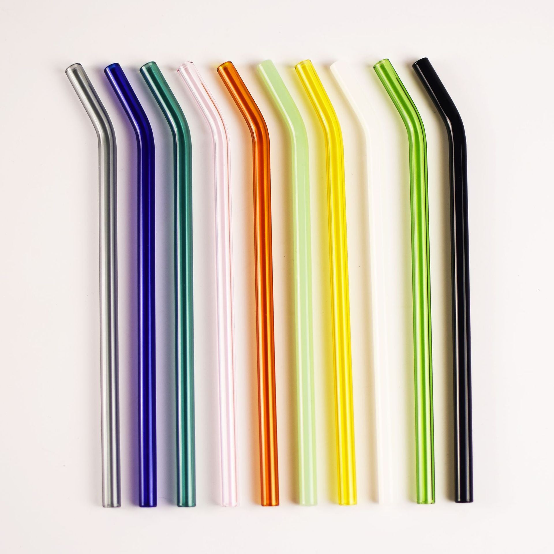 Colored High Borosilicate Environmentally Friendly Heat-resistant Curved Glass Straws - Mubimart - Straws 