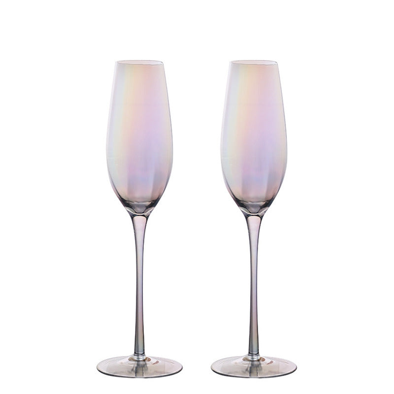 Colorful Champagne Glass Light Luxury Electroplating Crystal Glass Wine Glass - Mubimart -  