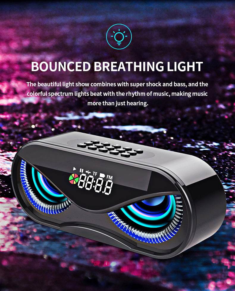 Colorful lights, dual speakers, digital buttons, song, Bluetooth speaker - Mubimart