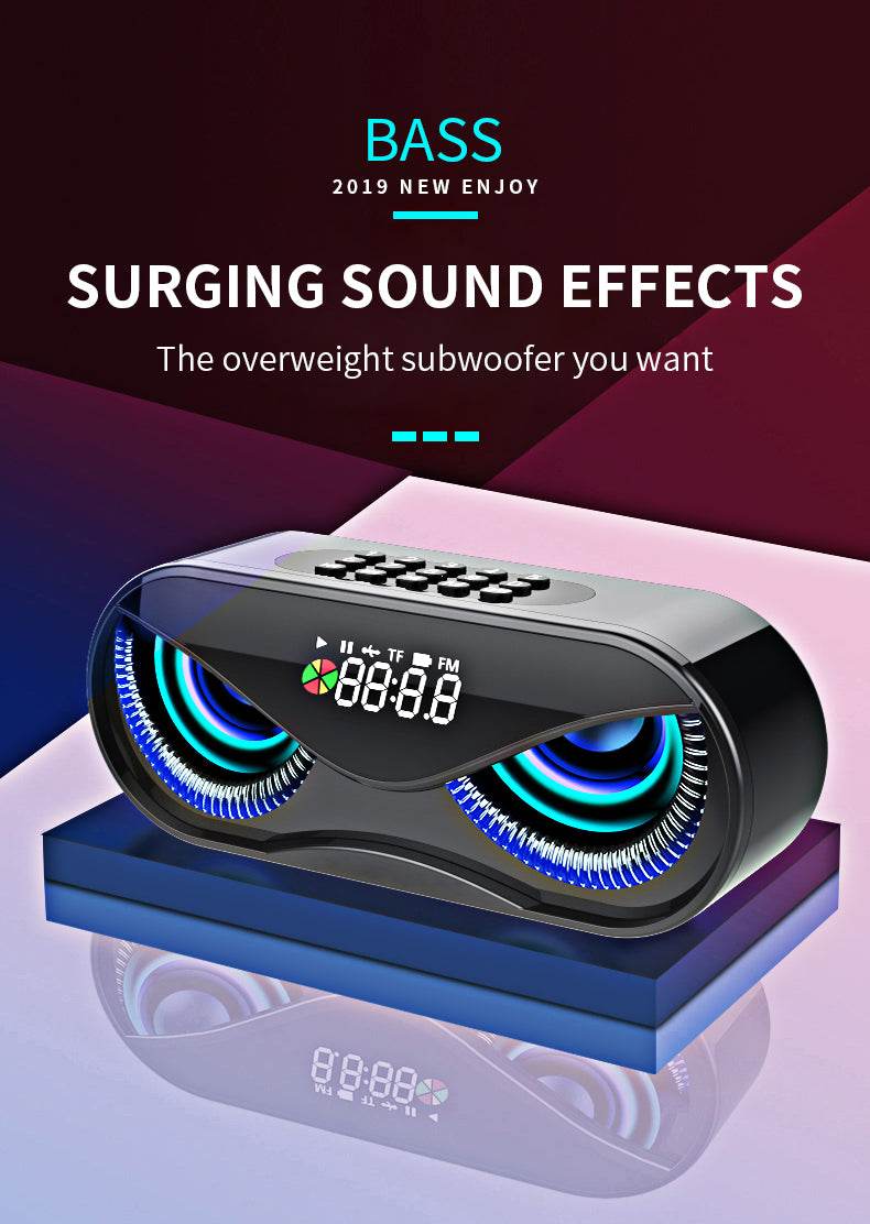 Colorful lights, dual speakers, digital buttons, song, Bluetooth speaker - Mubimart