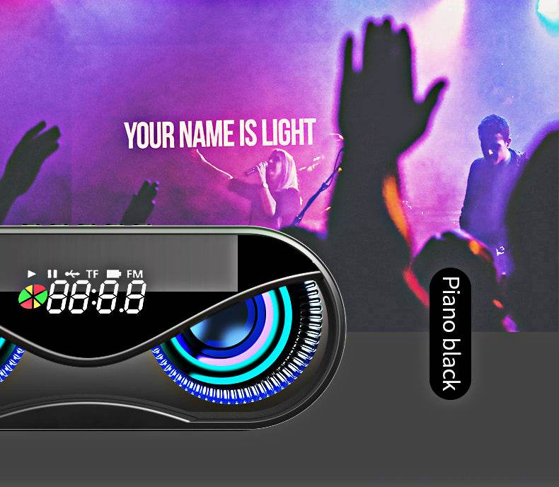 Colorful lights, dual speakers, digital buttons, song, Bluetooth speaker - Mubimart