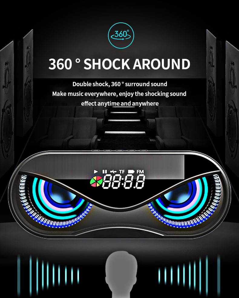 Colorful lights, dual speakers, digital buttons, song, Bluetooth speaker - Mubimart