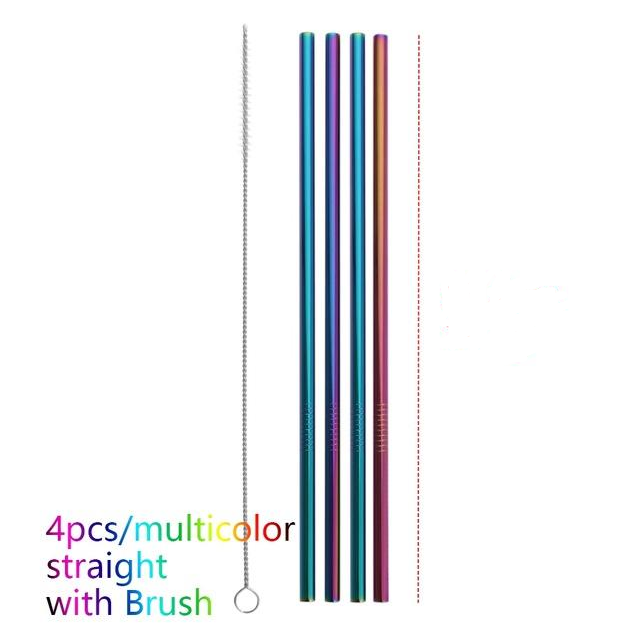 Colourful Reusable Stainless Steel Straws - Mubimart -  