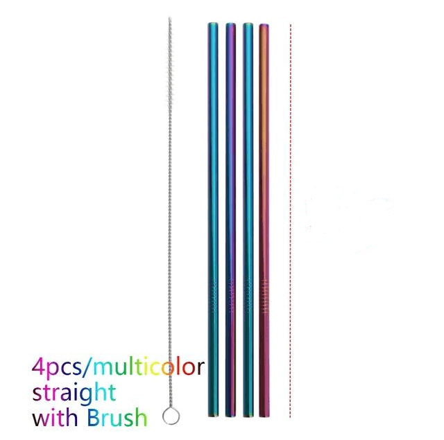 Colourful Reusable Stainless Steel Straws - Mubimart
