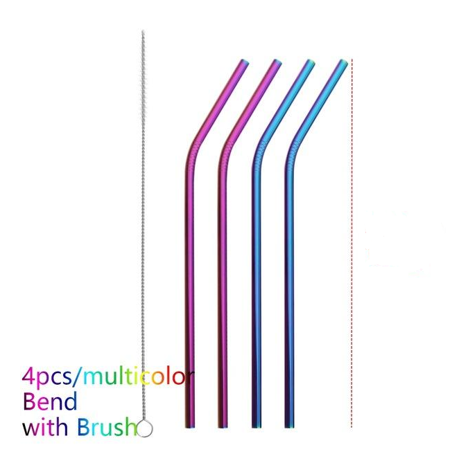 Colourful Reusable Stainless Steel Straws - Mubimart -  