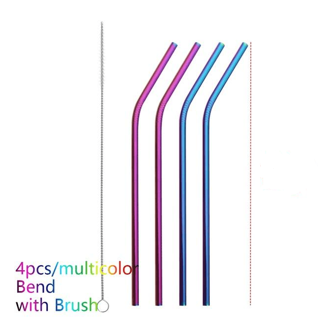 Colourful Reusable Stainless Steel Straws - Mubimart