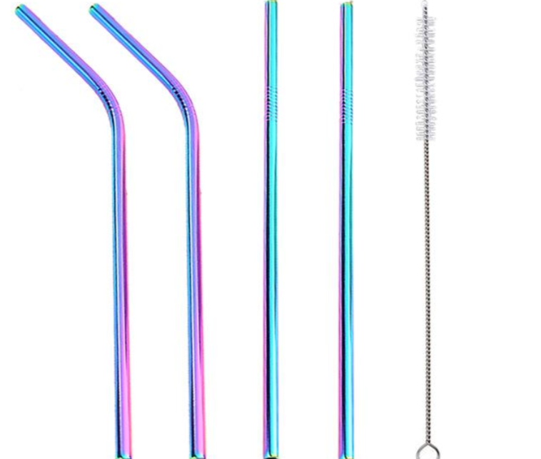 Colourful Reusable Stainless Steel Straws - Mubimart -  