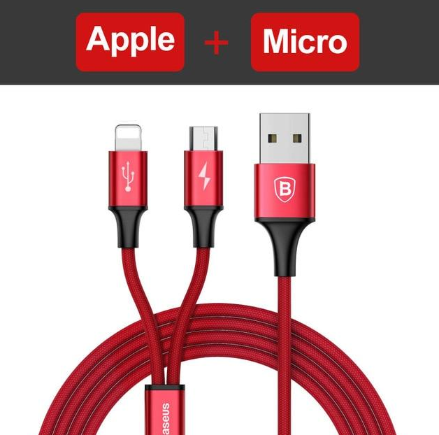 Compatible with Apple, Baseus USB Cable For iPhone X 8 7 6 Charging Charger 3 in 1 Micro USB Cable For Android USB Type c Type-c Mobile Phone Cables - Mubimart -  