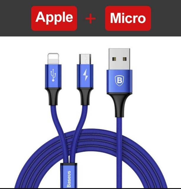 Compatible with Apple, Baseus USB Cable For iPhone X 8 7 6 Charging Charger 3 in 1 Micro USB Cable For Android USB Type c Type-c Mobile Phone Cables - Mubimart -  