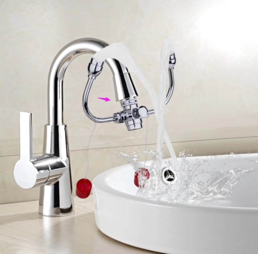 Connected Faucet Eyewash Basin Faucets Wall Mounted Eye Wash Station Emergency Sink Attachment Mount Flush Shower Double Mouth - Mubimart