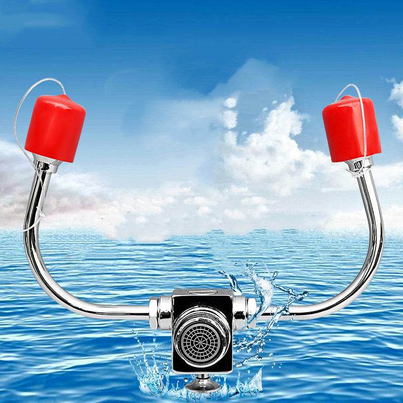 Connected Faucet Eyewash Basin Faucets Wall Mounted Eye Wash Station Emergency Sink Attachment Mount Flush Shower Double Mouth - Mubimart