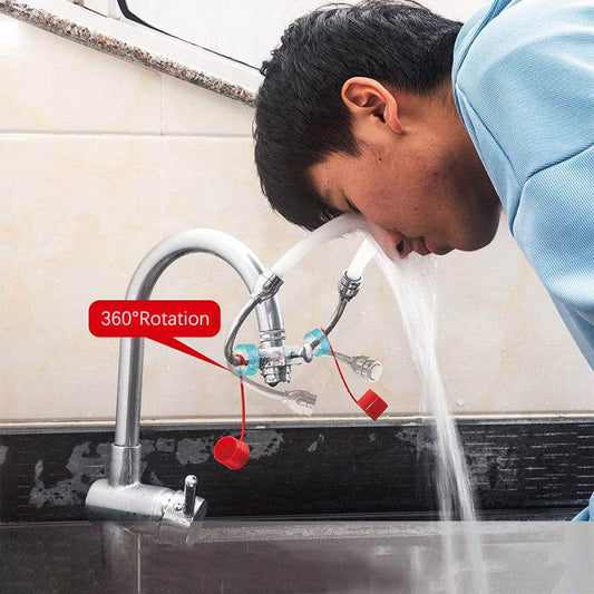 Connected Faucet Eyewash Basin Faucets Wall Mounted Eye Wash Station Emergency Sink Attachment Mount Flush Shower Double Mouth - Mubimart