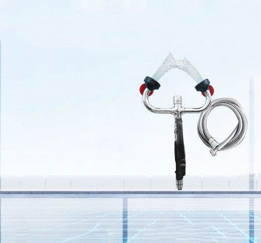 Connected Faucet Eyewash Basin Faucets Wall Mounted Eye Wash Station Emergency Sink Attachment Mount Flush Shower Double Mouth - Mubimart