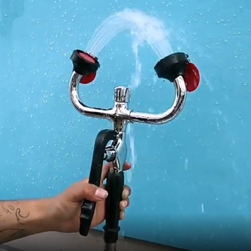 Connected Faucet Eyewash Basin Faucets Wall Mounted Eye Wash Station Emergency Sink Attachment Mount Flush Shower Double Mouth - Mubimart