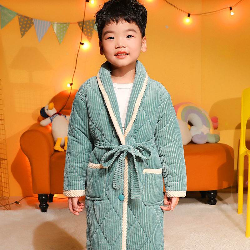 Coral Fleece Quilted Bathrobe For Baby Kids - Mubimart