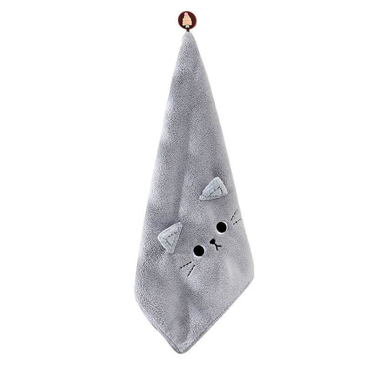 Coral Velvet Cartoon Cat Hair Drying Towel - Mubimart