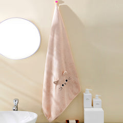 Coral Velvet Cartoon Cat Hair Drying Towel - Mubimart -  