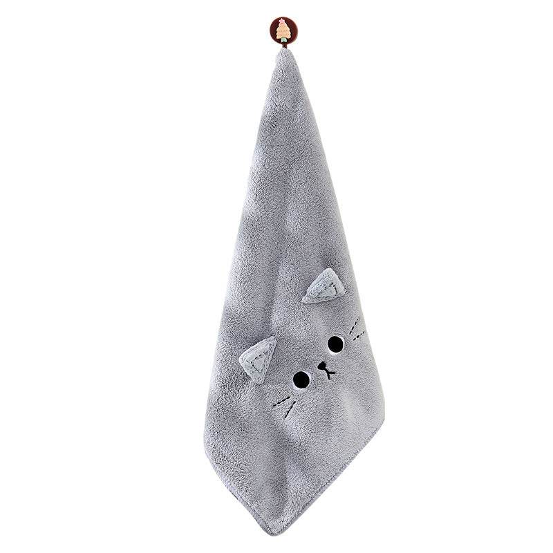 Coral Velvet Cartoon Cat Hair Drying Towel - Mubimart