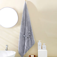 Coral Velvet Cartoon Cat Hair Drying Towel - Mubimart -  