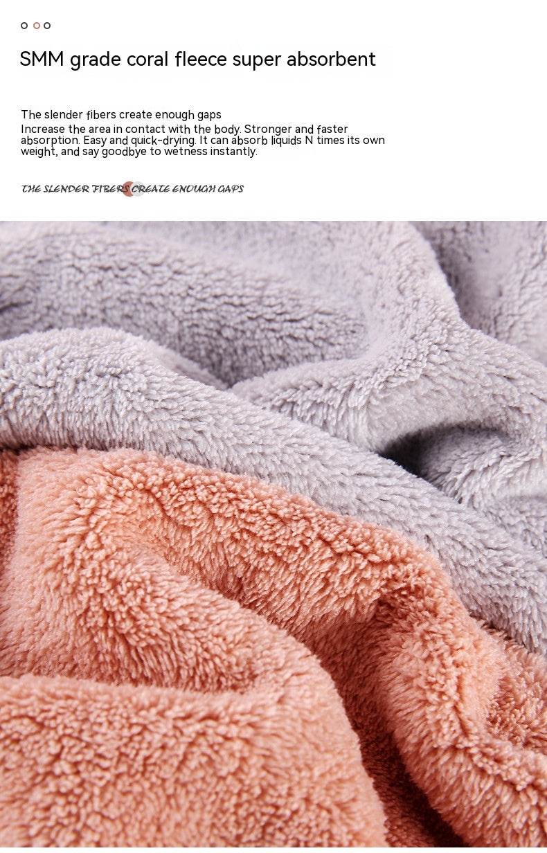 Coral Velvet Cartoon Cat Hair Drying Towel - Mubimart