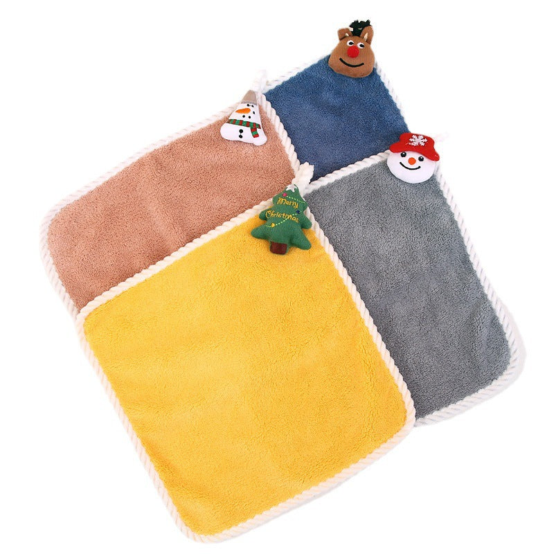 Coral Velvet Santa Wipes Hand Towels - Mubimart -  