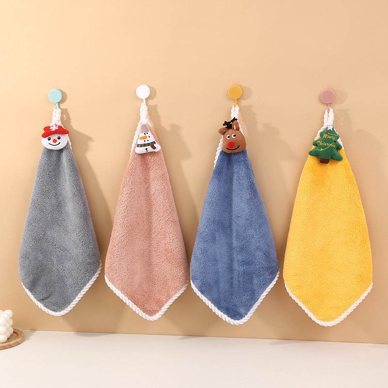 Coral Velvet Santa Wipes Hand Towels - Mubimart