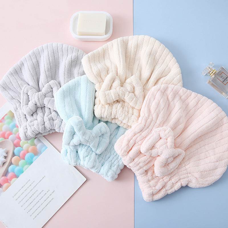 Coral Velvet Shell Absorbent Shower Cap Quick Dry Hair Cap Thickened Soft Dry Hair Towel - Mubimart