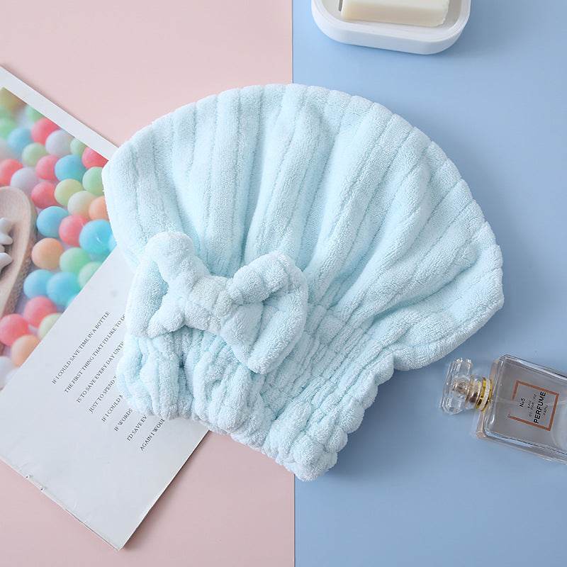 Coral Velvet Shell Absorbent Shower Cap Quick Dry Hair Cap Thickened Soft Dry Hair Towel - Mubimart