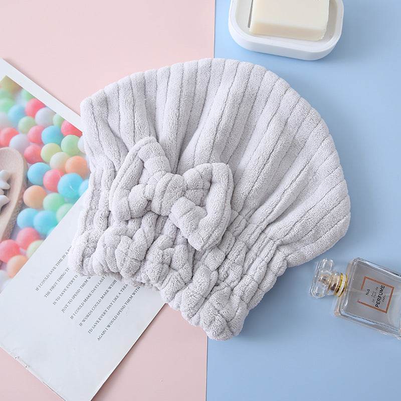 Coral Velvet Shell Absorbent Shower Cap Quick Dry Hair Cap Thickened Soft Dry Hair Towel - Mubimart