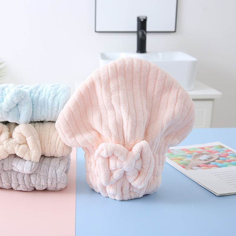 Coral Velvet Shell Absorbent Shower Cap Quick Dry Hair Cap Thickened Soft Dry Hair Towel - Mubimart