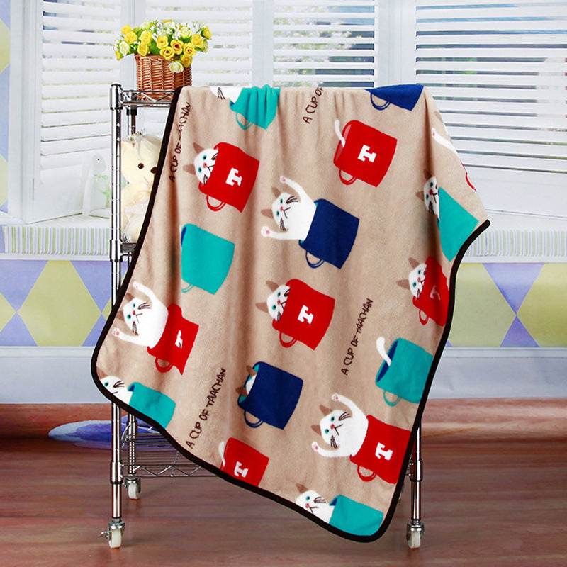 Coral fleece blanket flannel baby blanket cartoon blanket car office knee blanket car inner blanket - Mubimart