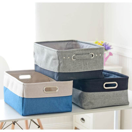 Cotton And Linen Fabric Desktop Storage Basket - Mubimart