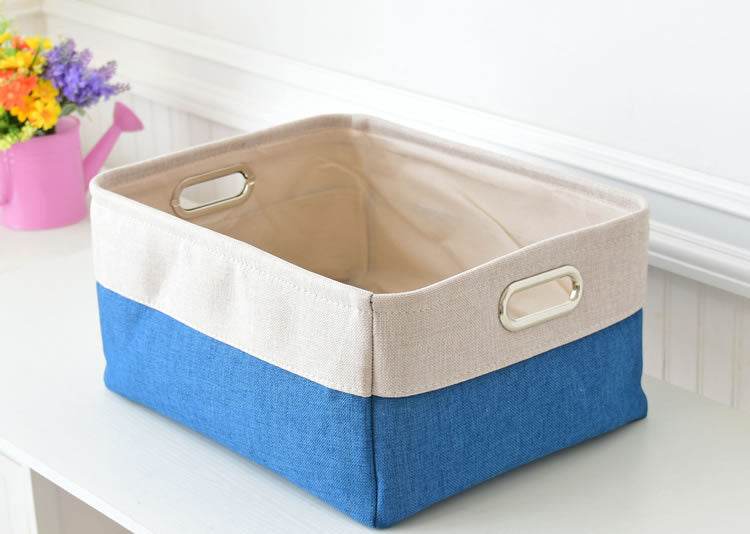 Cotton And Linen Fabric Desktop Storage Basket - Mubimart