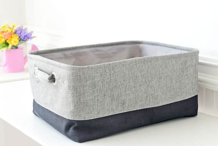 Cotton And Linen Fabric Desktop Storage Basket - Mubimart