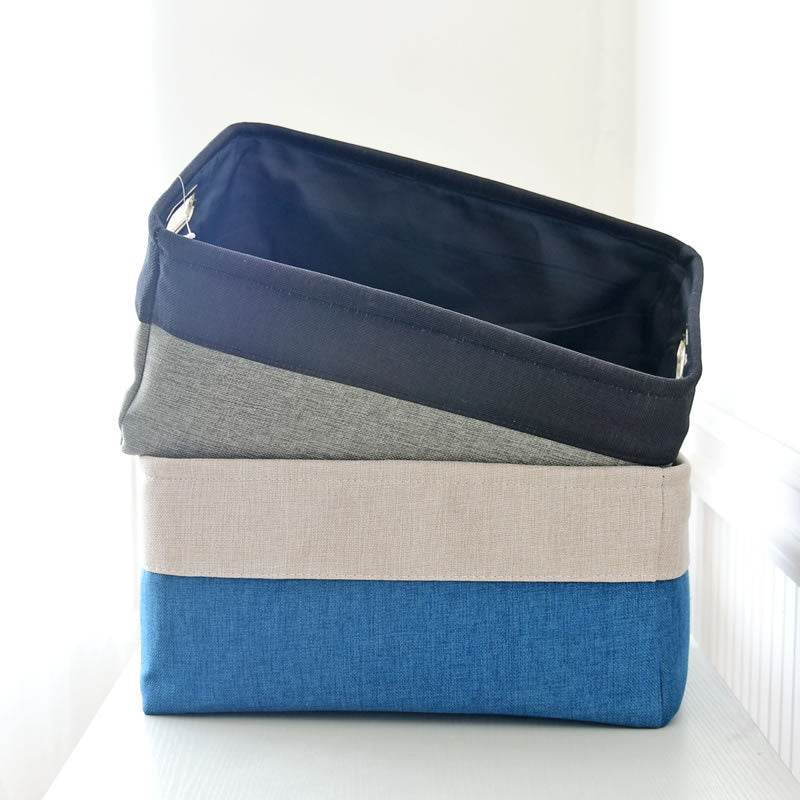 Cotton And Linen Fabric Desktop Storage Basket - Mubimart