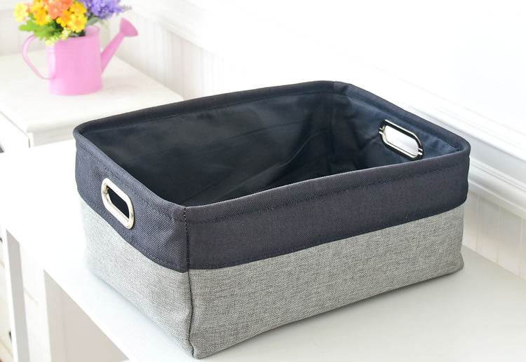 Cotton And Linen Fabric Desktop Storage Basket - Mubimart