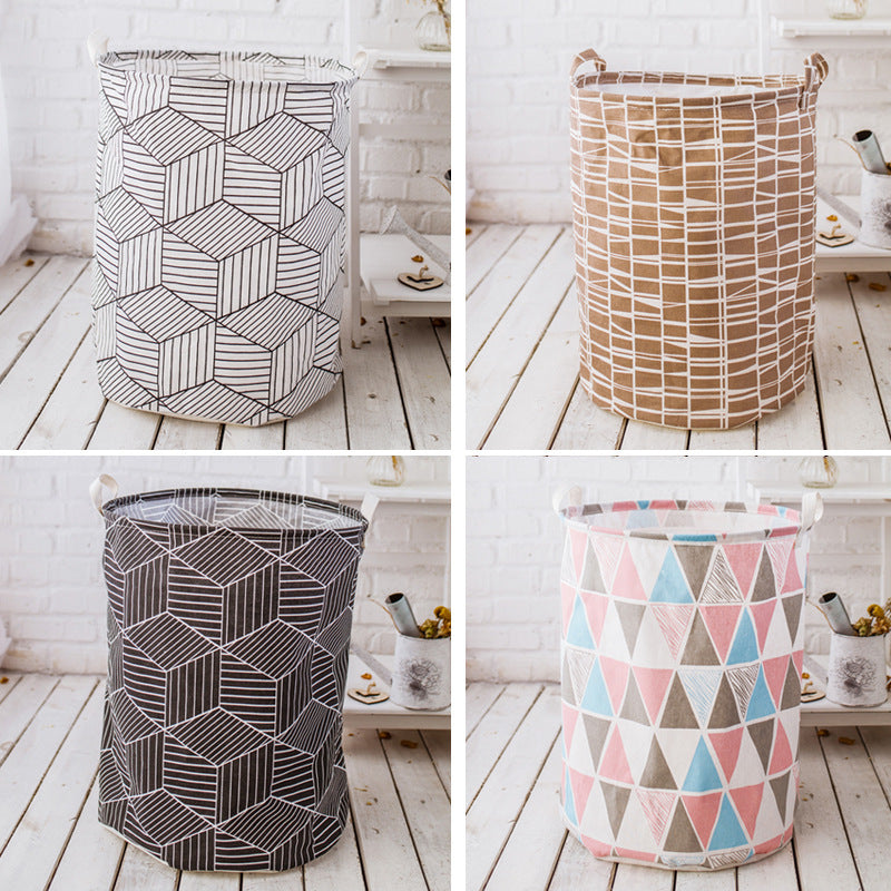 Cotton And Linen Large Dirty Clothes Hamper Toy Storage Bucket - Mubimart - Laundry Hamper 