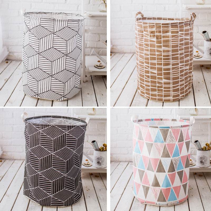 Cotton And Linen Large Dirty Clothes Hamper Toy Storage Bucket - Mubimart