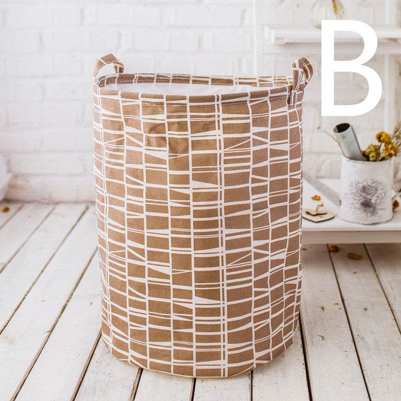 Cotton And Linen Large Dirty Clothes Hamper Toy Storage Bucket - Mubimart