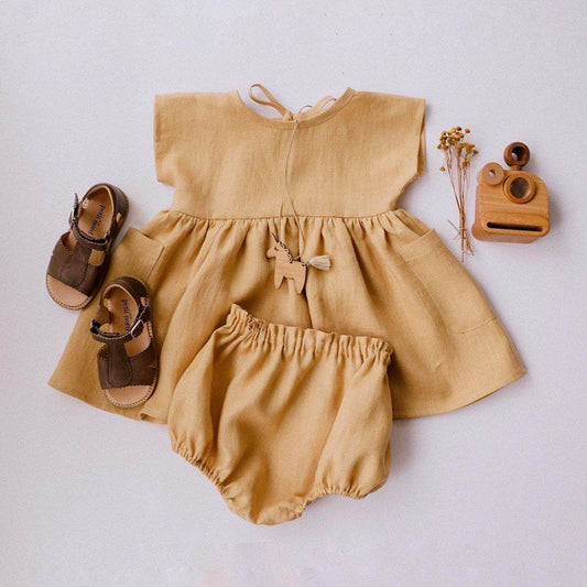 Cotton And Linen Petticoat Big Pp Shorts 2-piece Baby Girl - Mubimart