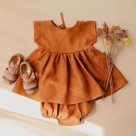 Cotton And Linen Petticoat Big Pp Shorts 2-piece Baby Girl - Mubimart