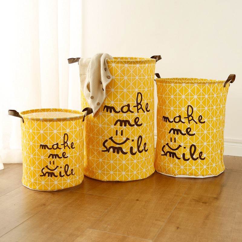 Cotton Linen Cloth Art Waterproof Dirty Clothes Hamper Large Storage Basket - Mubimart