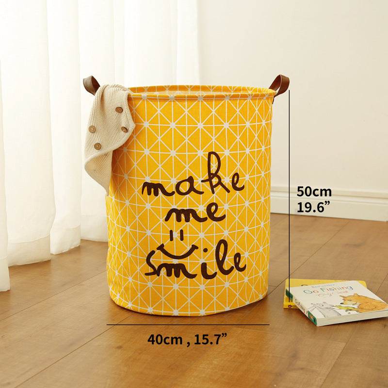Cotton Linen Cloth Art Waterproof Dirty Clothes Hamper Large Storage Basket - Mubimart