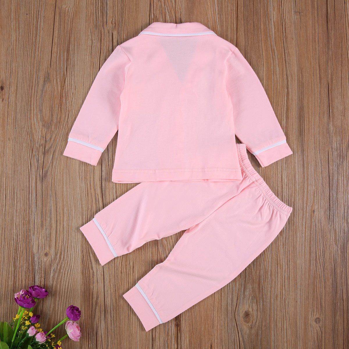 Cotton Two Piece Pajama Sets Toddler Kids Baby Girl Boy - Mubimart