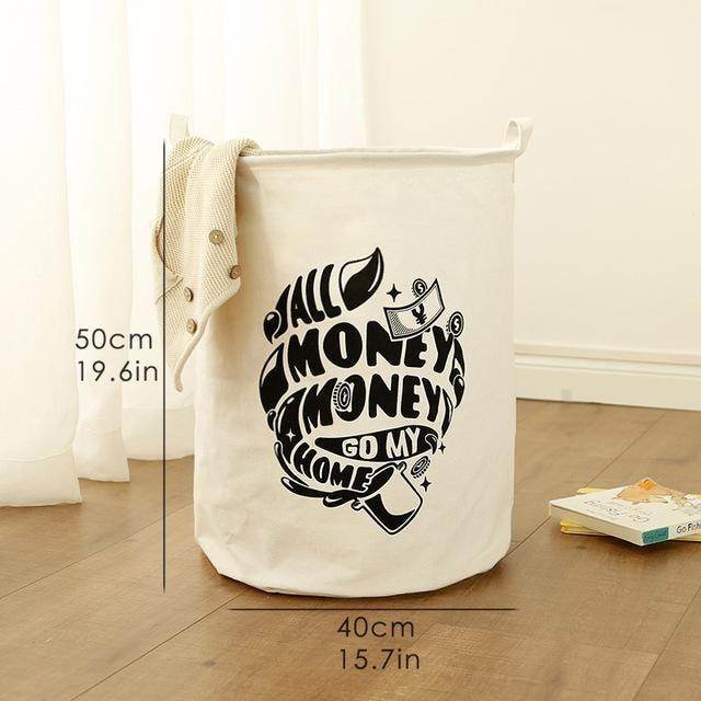 Cotton and linen storage bucket fabric waterproof folding hamper home debris toys storage basket - Mubimart