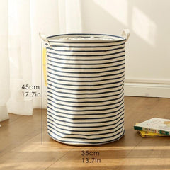 Cotton and linen storage bucket fabric waterproof folding hamper home debris toys storage basket - Mubimart -  