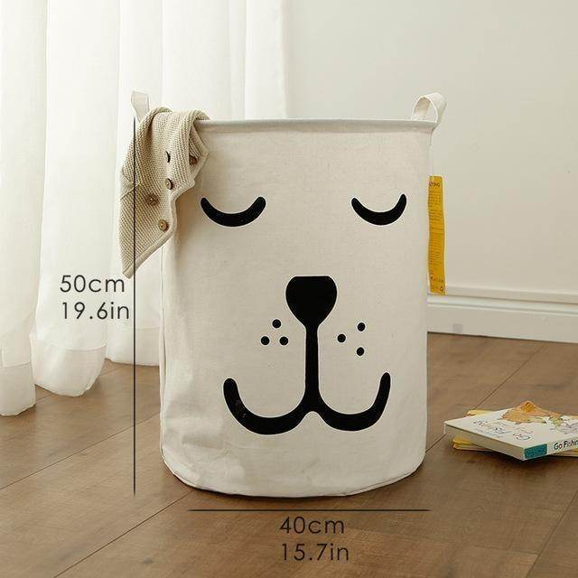 Cotton and linen storage bucket fabric waterproof folding hamper home debris toys storage basket - Mubimart